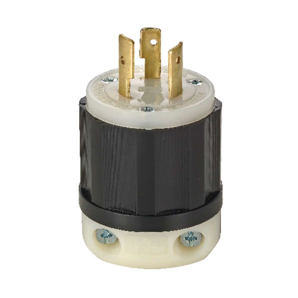 Leviton 20A 120/250V Black & White Non-Grounded Locking Plug - Flockneti