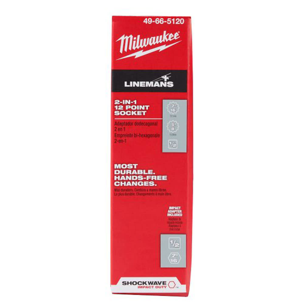 Milwaukee Shockwave Lineman’s 12PT 7/16″ & 5/8″ 2-in-1 Socket - Flockneti