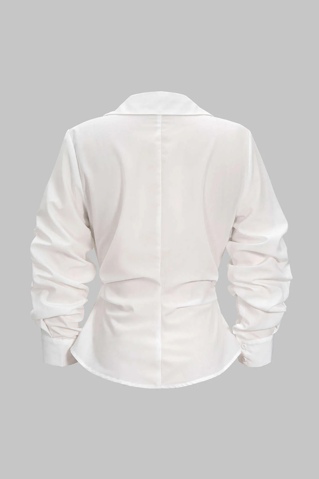 Button Irregular Ruched Long-Sleeve Shirt - Flockneti