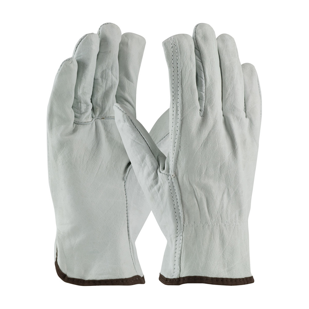 Protective Industrial Products Drivers Gloves White Economy Top Grain Cowhide Leather Large - Flockneti