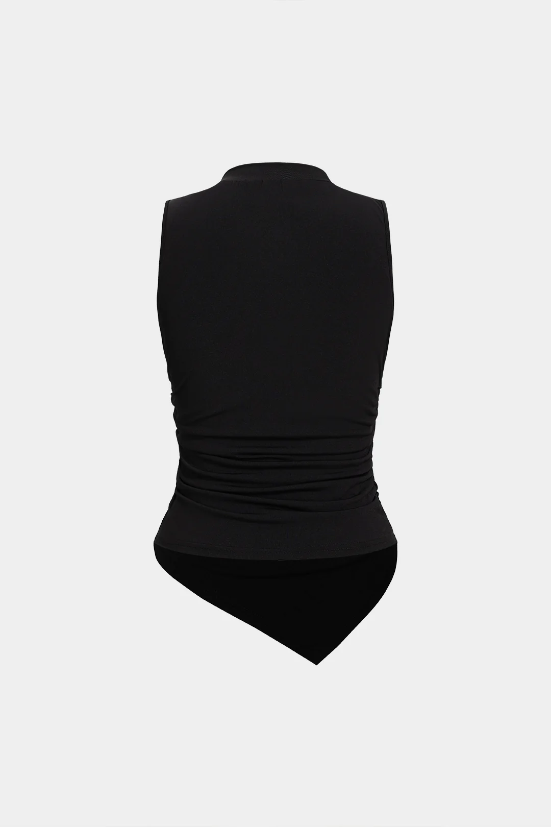 Metallic Button Ruched Asymmetrical Tank Top - Flockneti