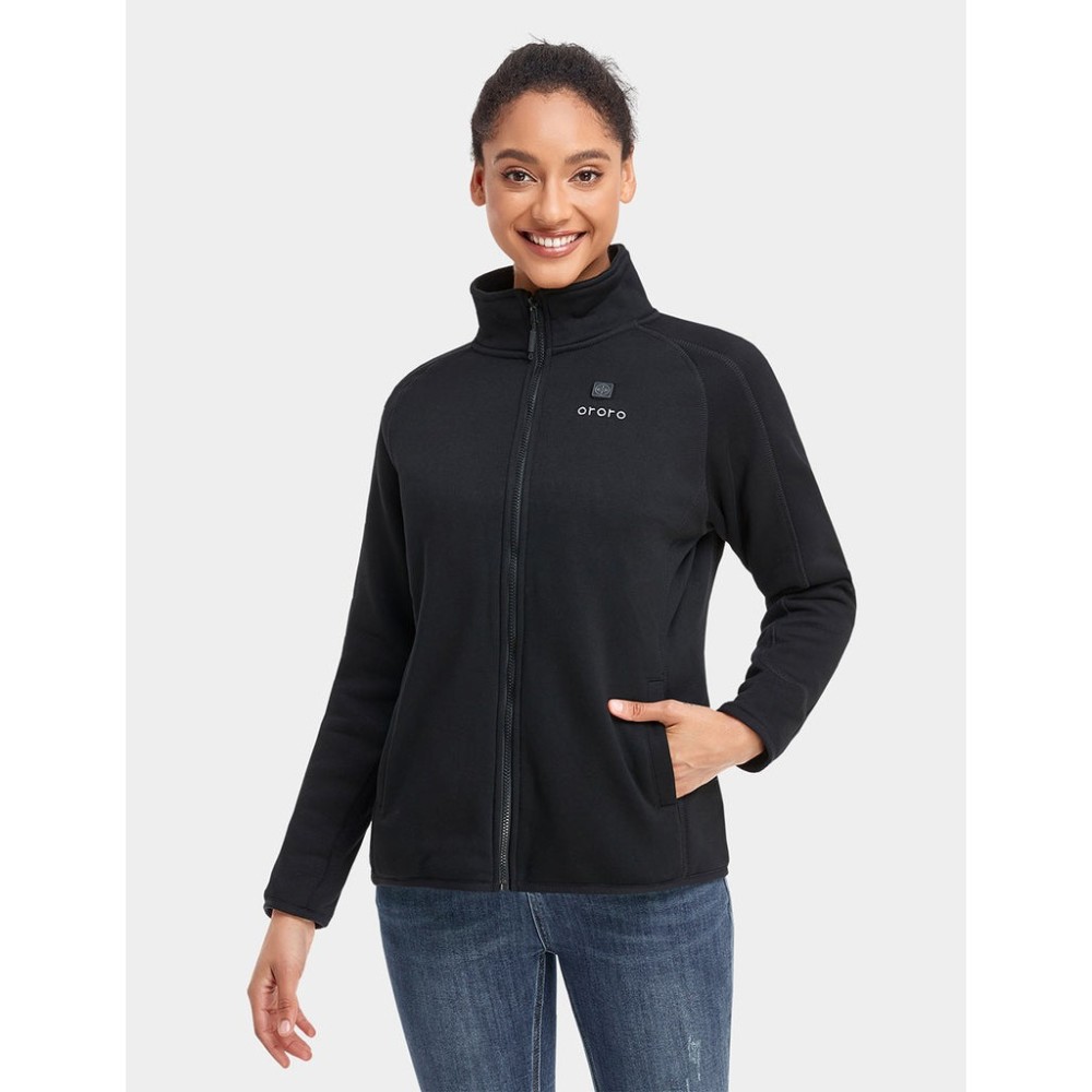 ORORO Womens Black Heated Fleece Jacket Kit Small - Flockneti