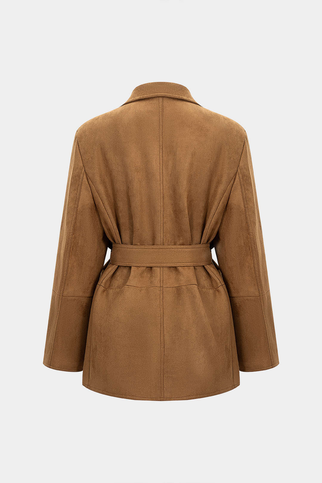 Suede Notched Lapel Tie-Up Pocket Blazer - Flockneti