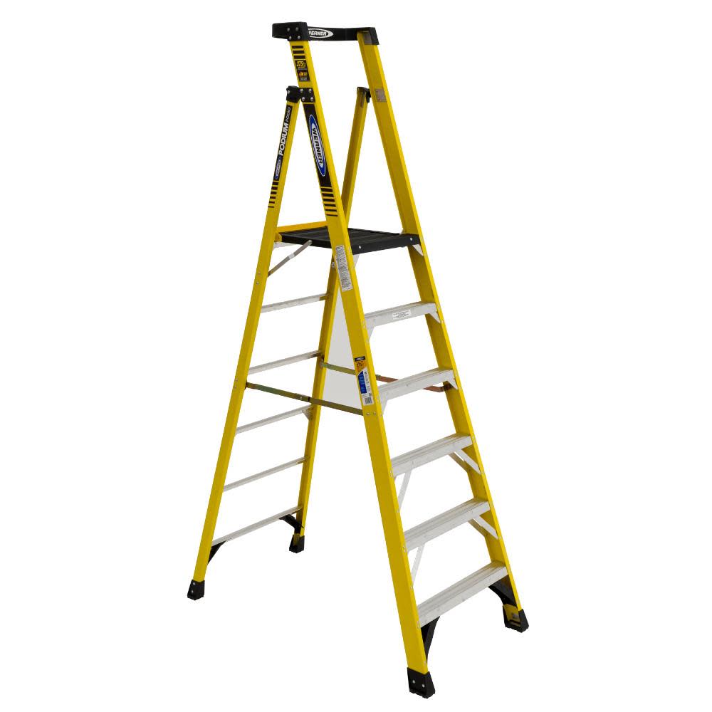 Werner Podium 6-ft Fiberglass 375-lb Type IAA Step Ladder - Flockneti