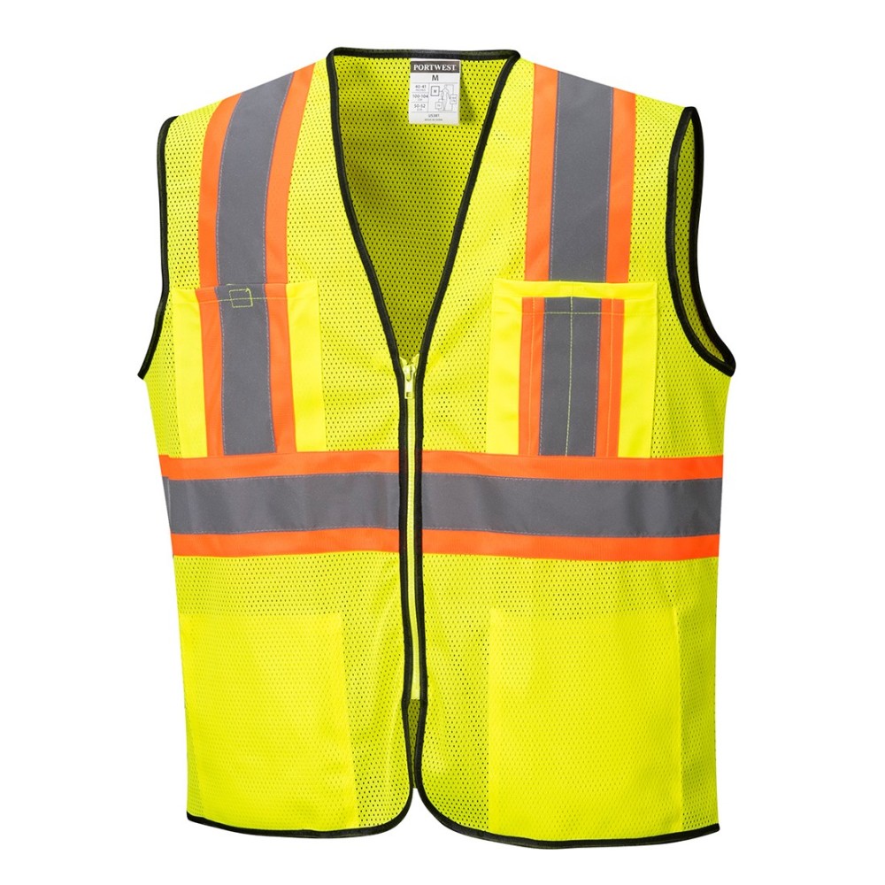 Portwest Yellow Frisco Contrast Hi-Vis Vest – Large - Flockneti