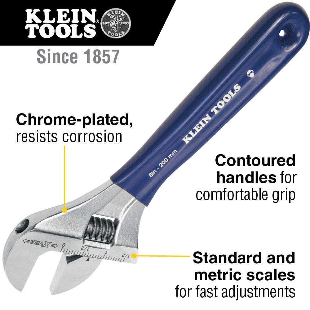 Klein Tools 8In Wide Jaw Adjustable Wrench - Flockneti