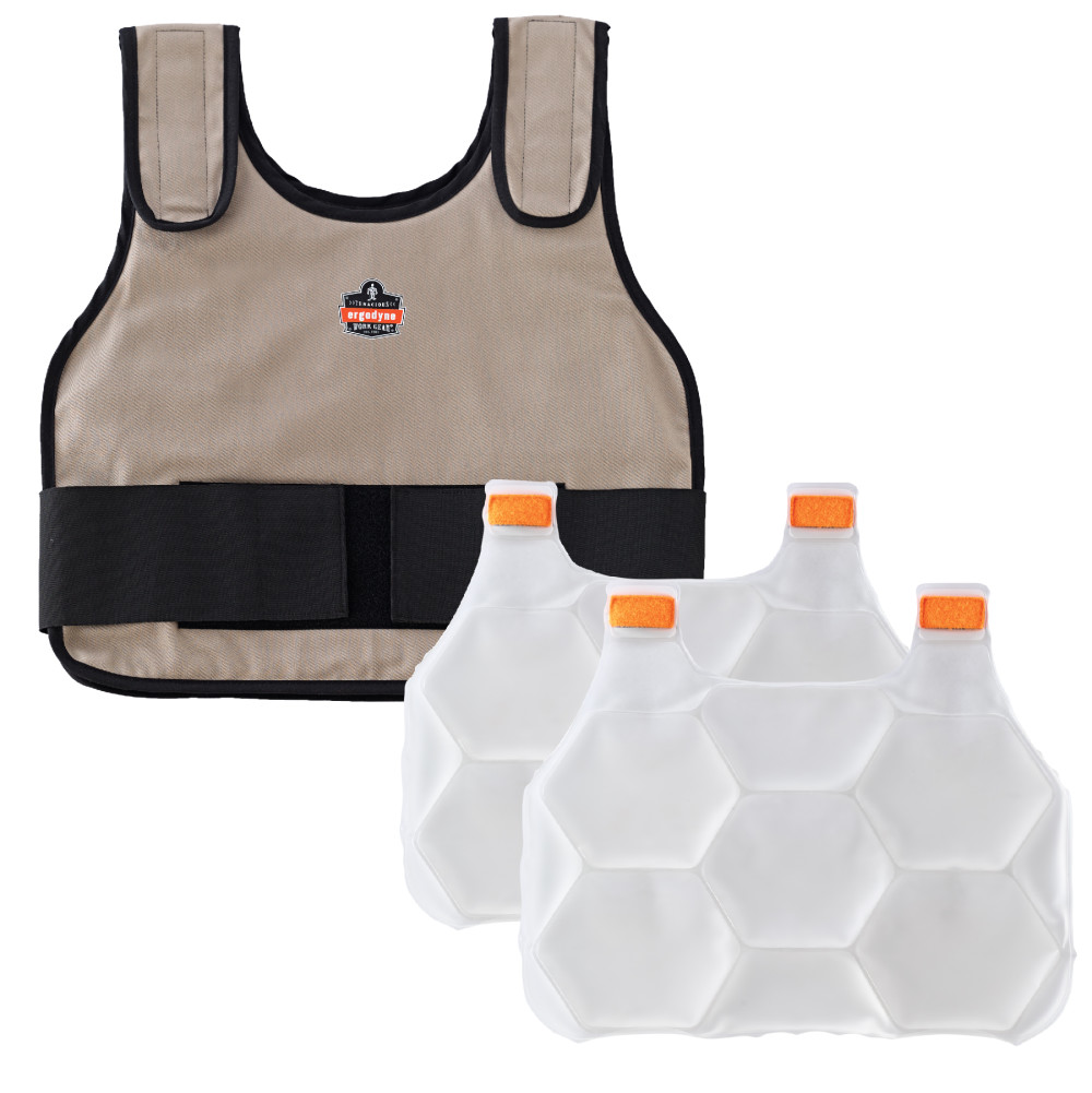 Ergodyne Chill Its 6230 Cooling Vest with Packs Khaki L/XL - Flockneti