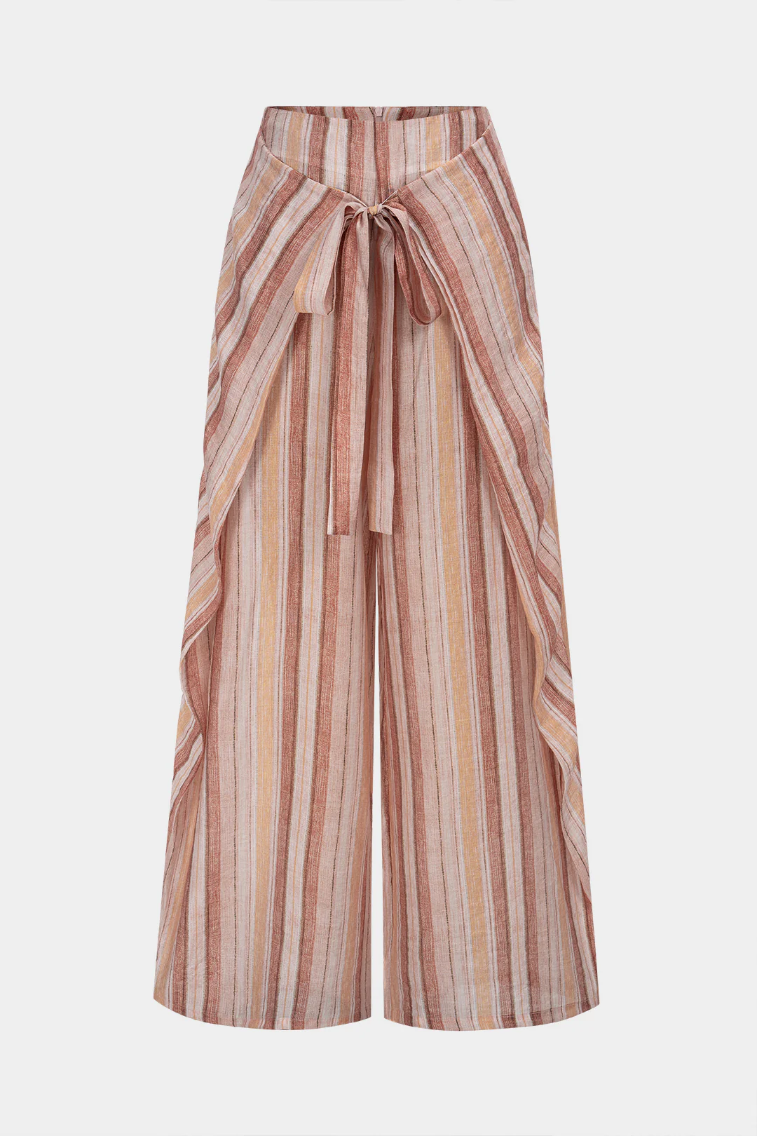 Stripes Print Tie Up Wide Leg Pants - Flockneti
