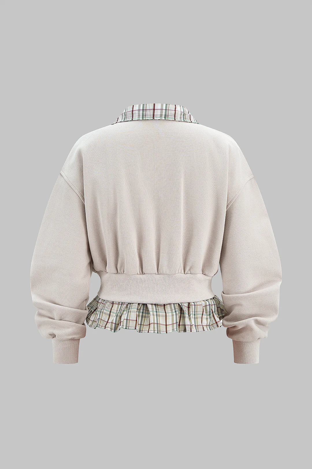 Plaid Print Zipper Patchwork Sweatshirt - Flockneti