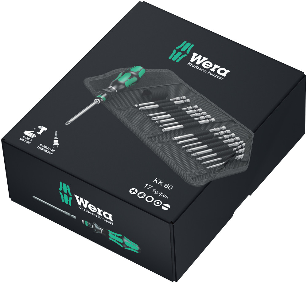Wera Tools Kraftform Kompakt 60 Screwdriver with Bits 17pc - Flockneti