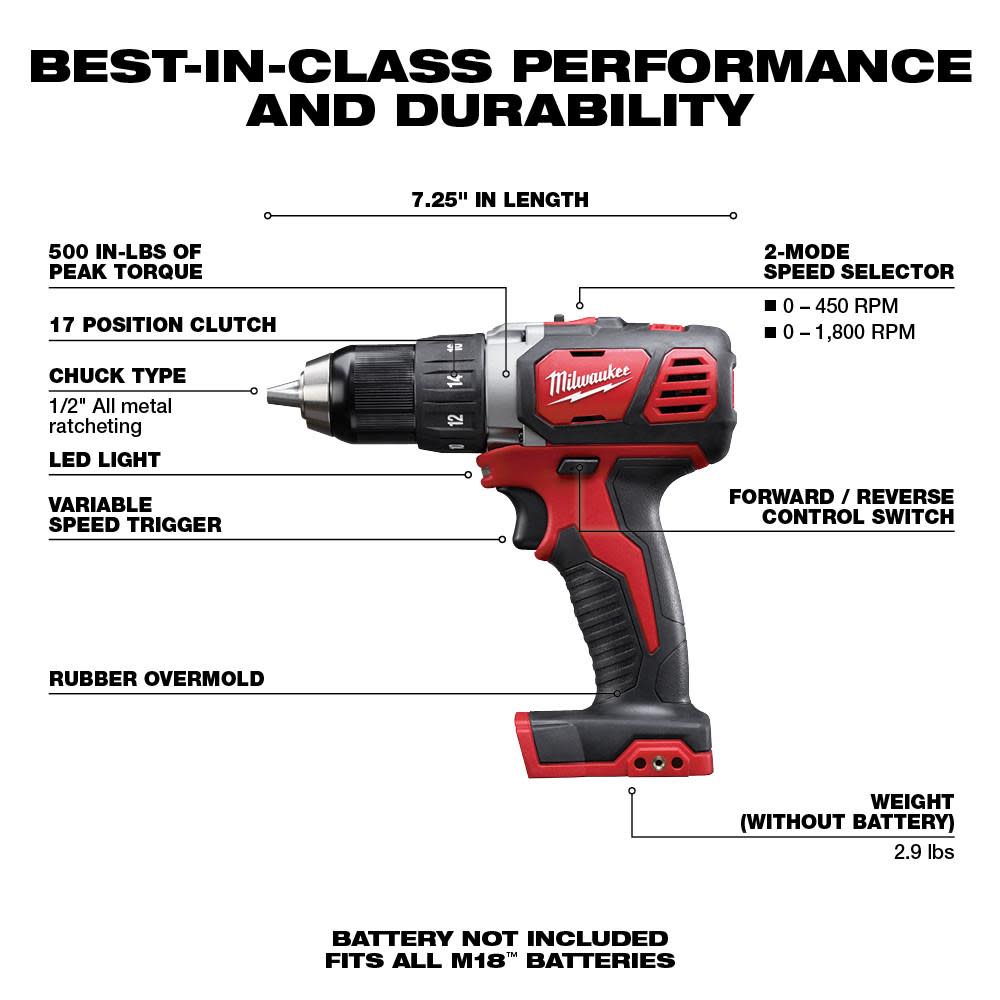 Milwaukee M18 Compact 1/2 in. Drill/Driver - Flockneti