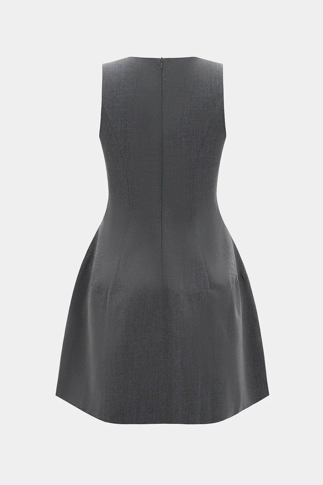 Solid Round Neck Waisted Sleeveless Mini Dress - Flockneti