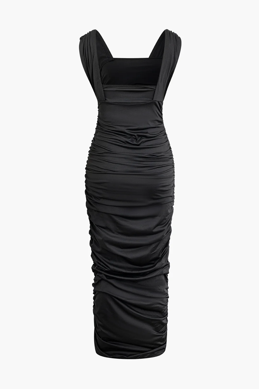 Asymmetrical Ruched Backless Sleeveless Maxi Dress - Flockneti