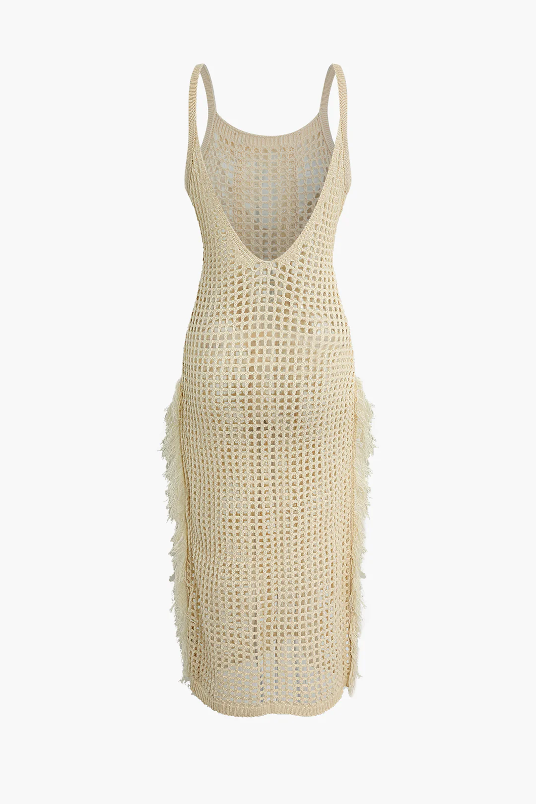 Fringe Cut Out Backless Cover Up - Flockneti
