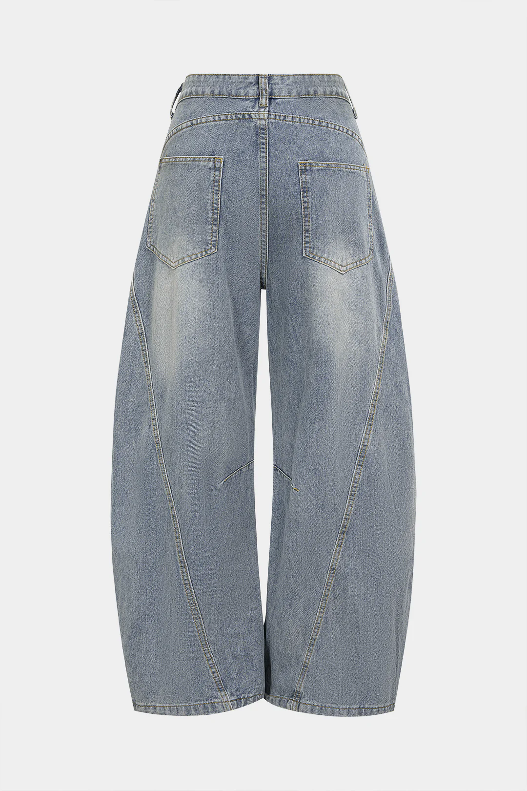 Denim Frayed Pocket Wide Leg Jeans - Flockneti