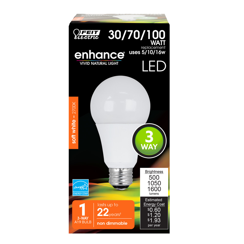 Feit Electric 30/70/100W A19 Non-Dimmable 3-Way LED Bulb 1pk - Flockneti