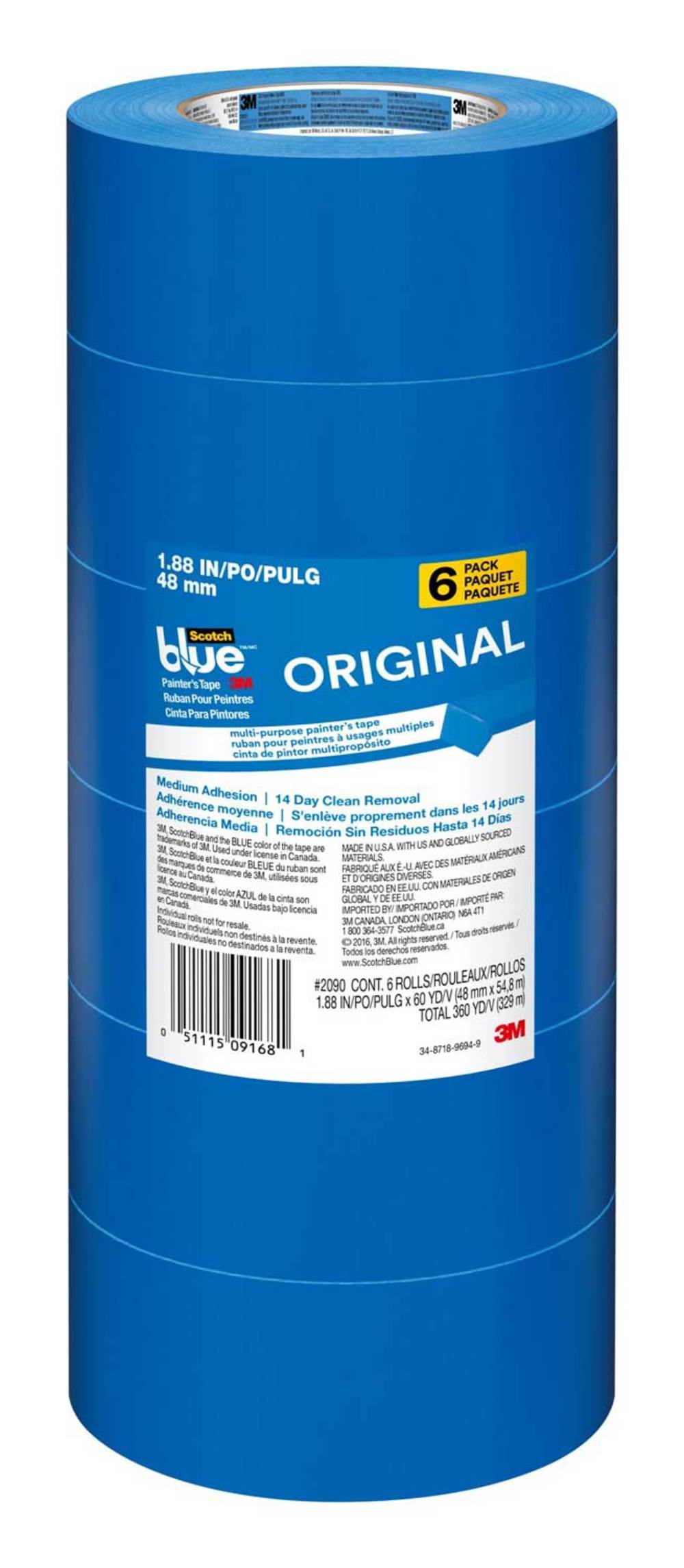 3M ScotchBlue ORIGINAL Painter’s Tape 1.88″x60yd 6pk - Flockneti