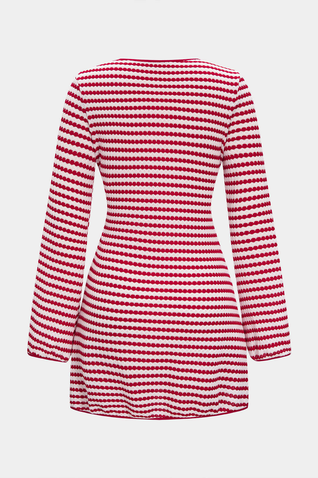 Stripes Print Knit Round Neck Long Sleeve Dress - Flockneti