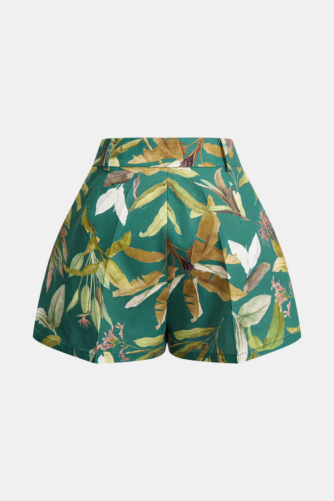 Leaves Print High Waist Wide Leg Shorts - Flockneti