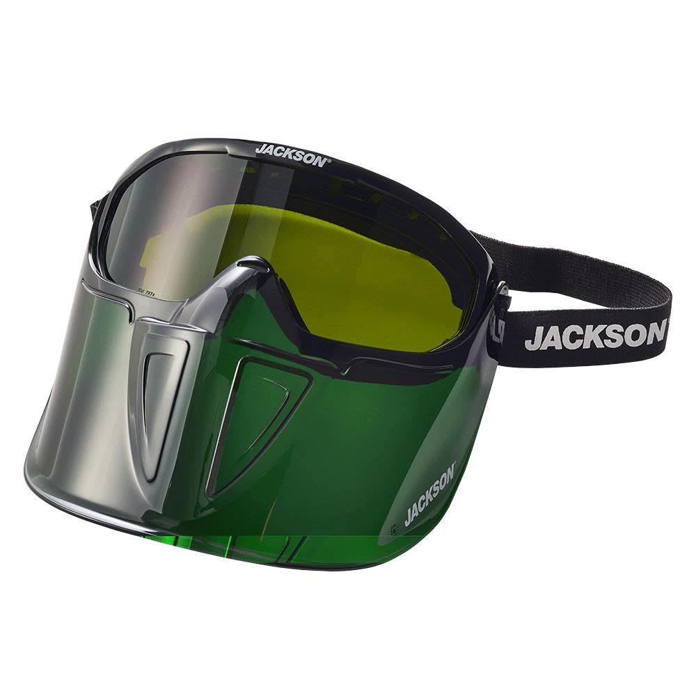 Jackson Safety GPL550 Premium Goggle with Detachable Face Shield Shade 5 IR Lens Anti-Fog Coating Green Frame - Flockneti