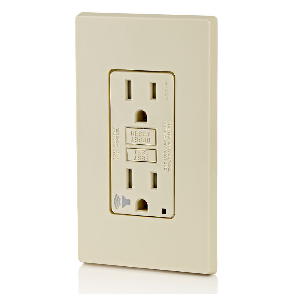 Leviton NEMA 5-15R Audible Outlet 15A 125V Light Almond - Flockneti