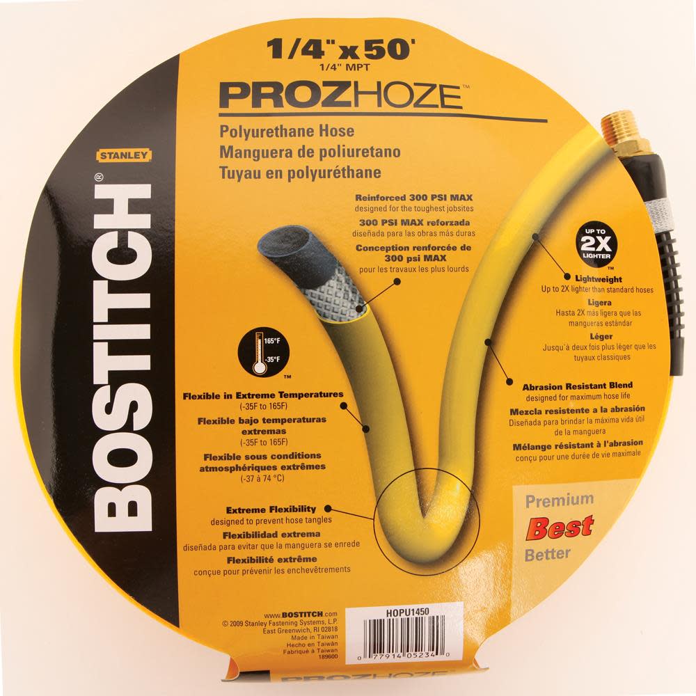 Bostitch 1/4 In. x 50 Ft. PVC and Rubber Blend Air Hose - Flockneti