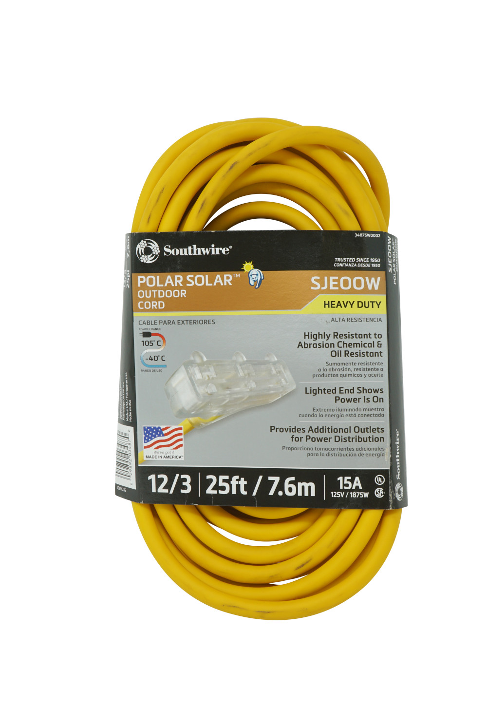 Southwire Cold Weather 3 Outlet Extension Cord 12/3 25′ - Flockneti