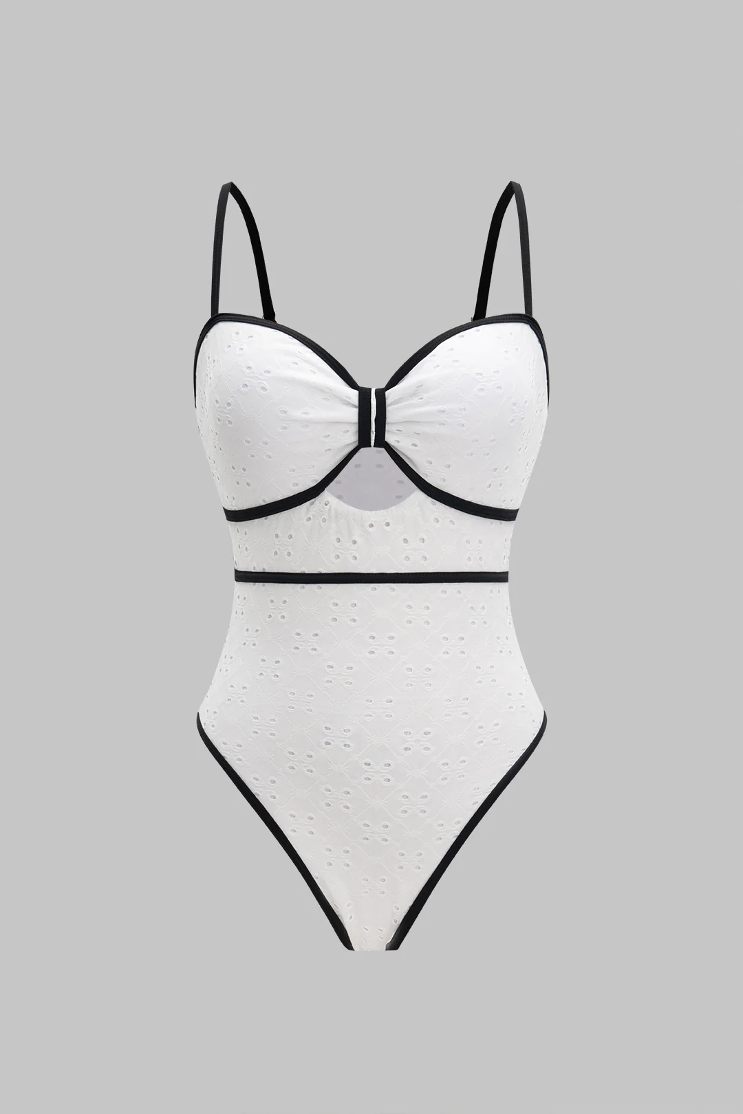 Embroidery Hollow Out One-Piece Swimsuit - Flockneti