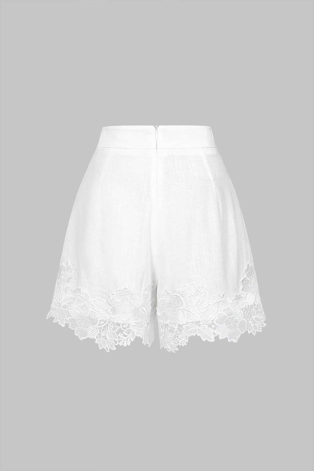 Lace Patchwork Zipper Wide Leg Shorts - Flockneti
