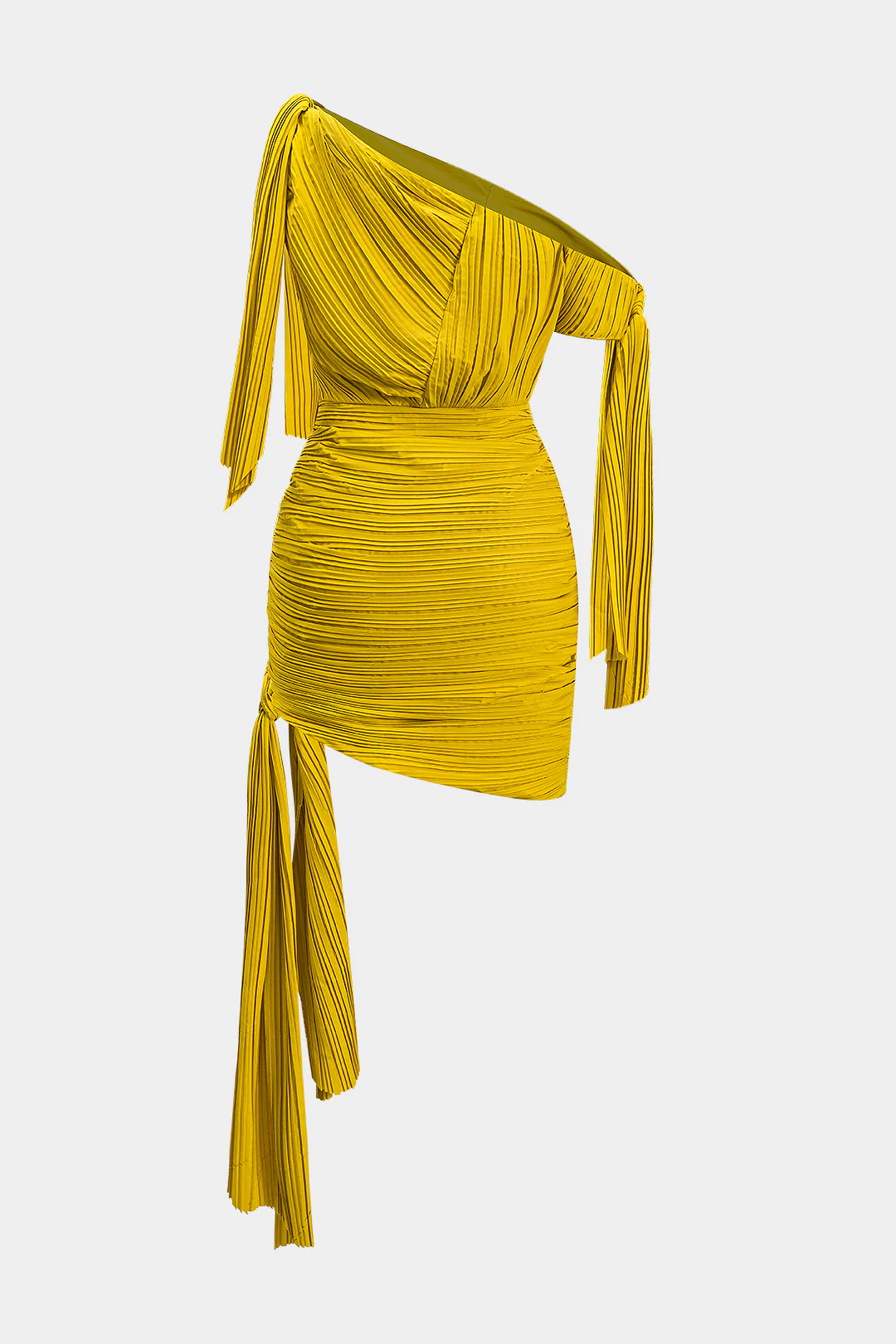Pleated Sleeveless Asymmetrical Mini Dress - Flockneti