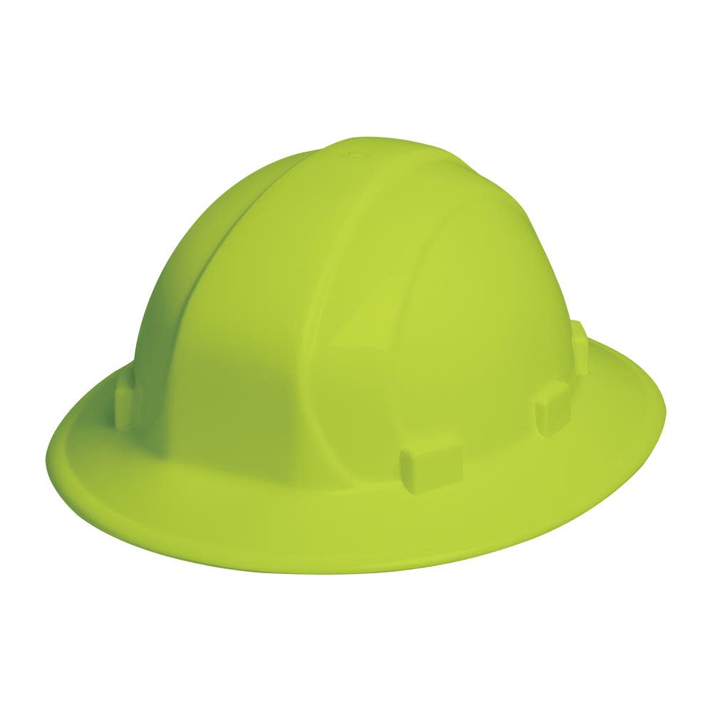 ERB Hi-Viz Lime Omega II Full Brim Hard Hat Slide-Lock Suspension - Flockneti
