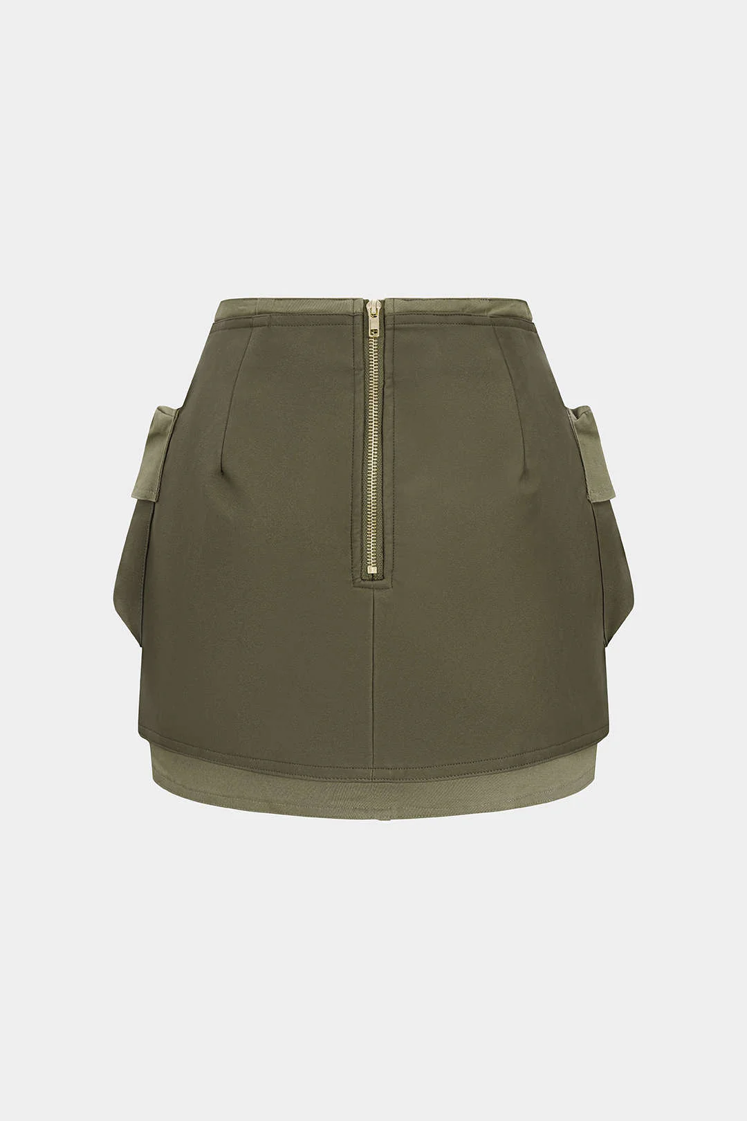 Faux Leather Contrast Pocket Skirt - Flockneti
