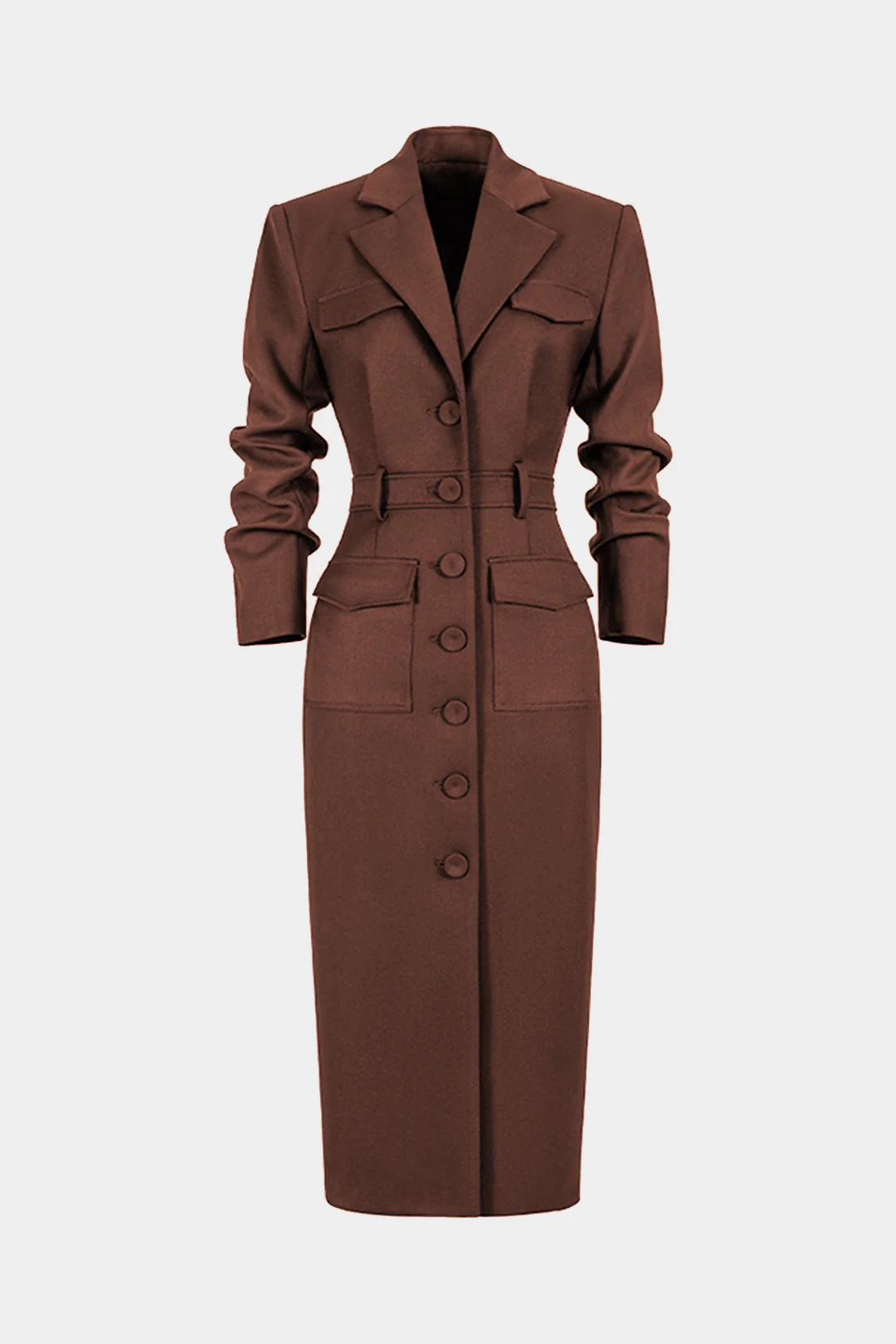 Notched Lapel Button Pocket Coat - Flockneti