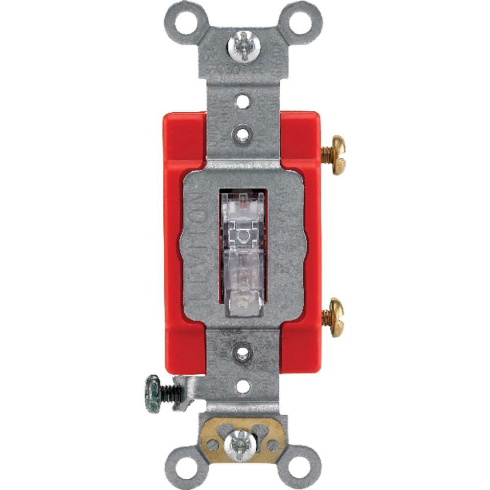 Leviton 20A 120V Metal Clear 1 Pole Illuminated Toggle Switch - Flockneti