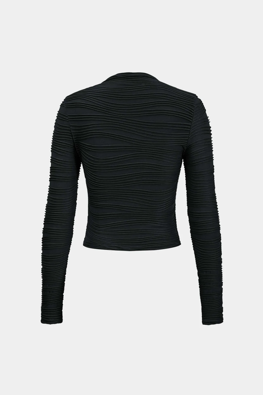 Basic Textured Long-Sleeve Top - Flockneti
