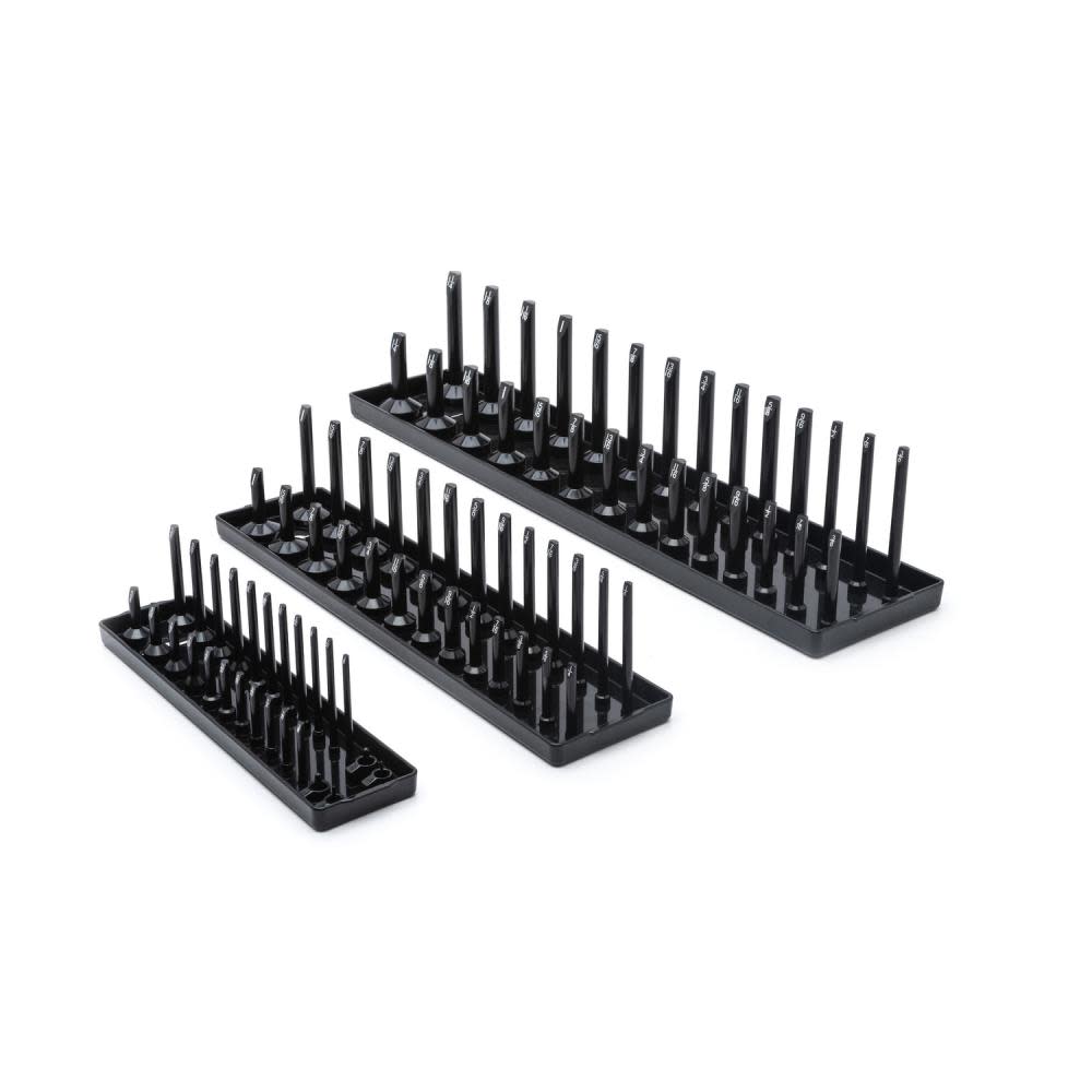 GEARWRENCH 3 Pc SAE 1/4 In 3/8 In and 1/2 In. Drive Socket Storage Tray Set - Flockneti