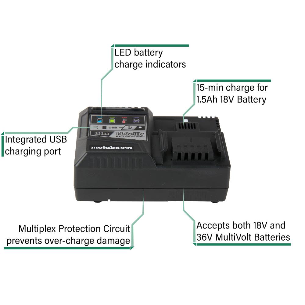 Metabo HPT 18V Lithium Ion Battery and Charger Kit 3.0 Ah - Flockneti