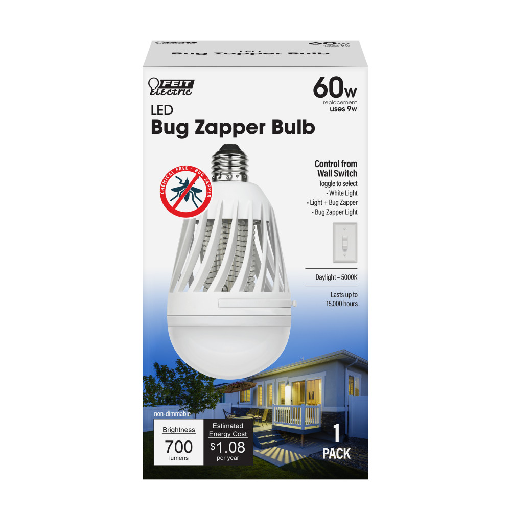 Feit Electric 60W A19 5000K LED Bug Zapper Bulb 1pk - Flockneti