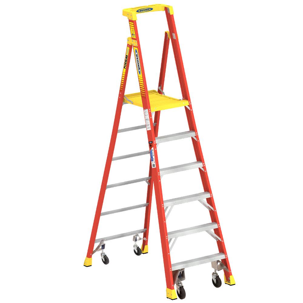 Werner Podium 6-ft Fiberglass 300-lb Type IA Platform Ladder - Flockneti