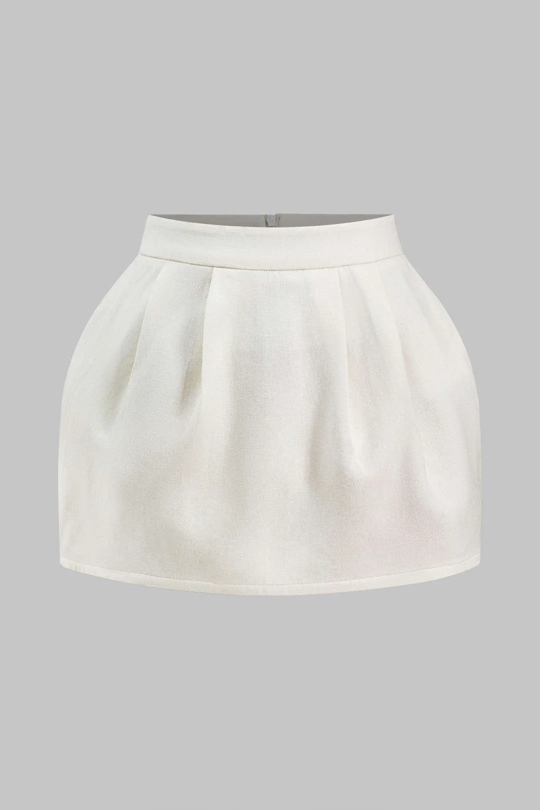 Linen Ruched Zipper Skirt - Flockneti