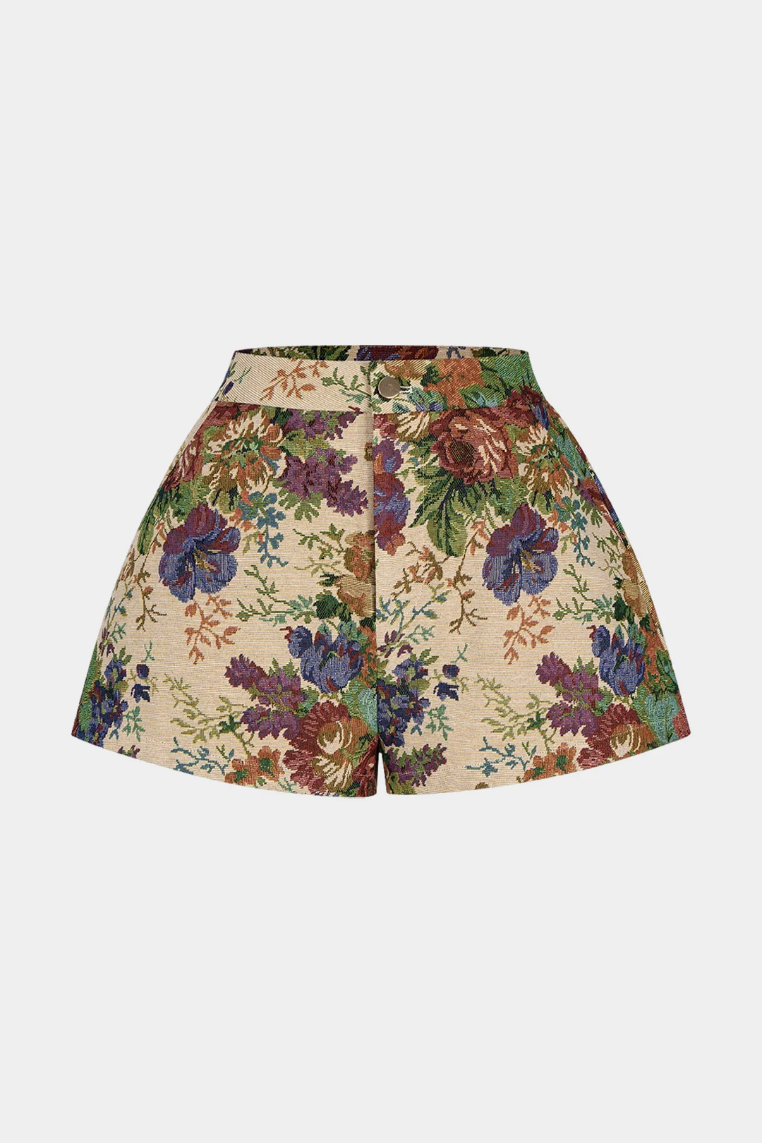 Plus Size Jacquard Button High Waist Shorts - Flockneti