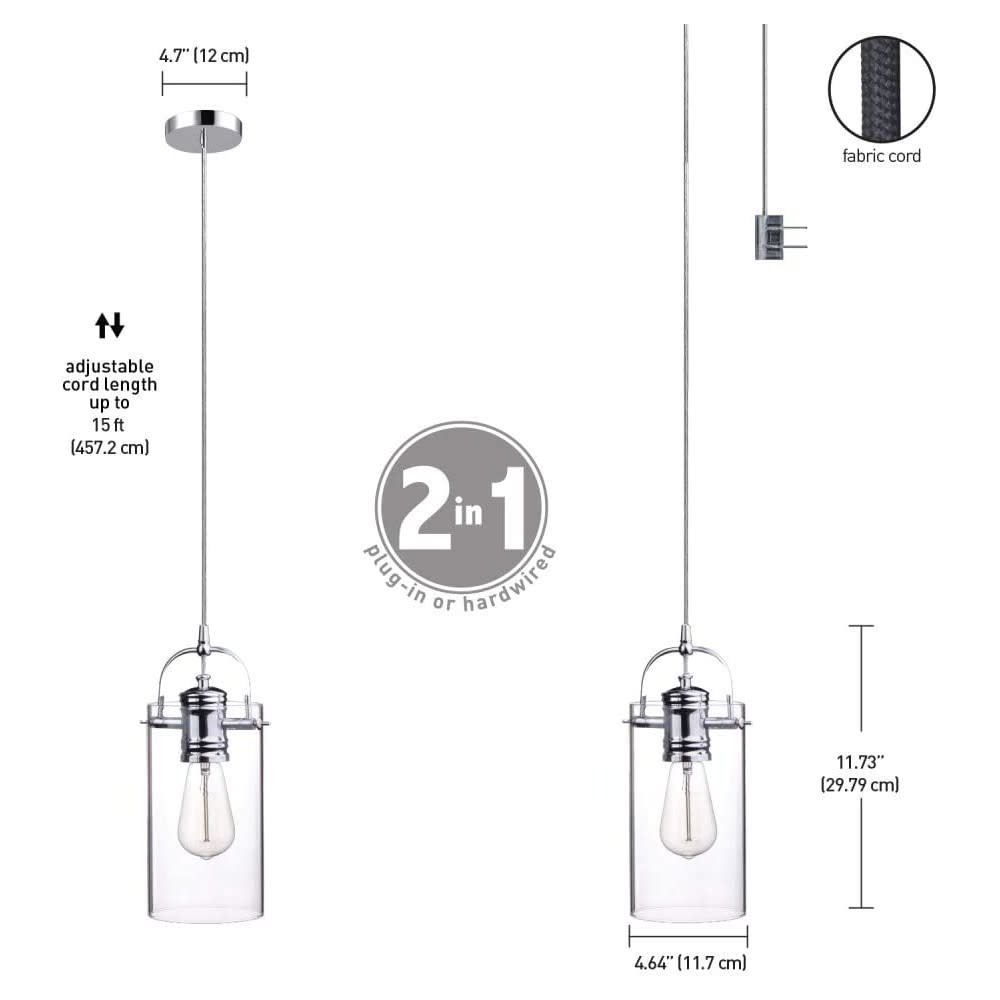 Globe Electric J Pendant Light Chrome 60W E26 1 Light - Flockneti