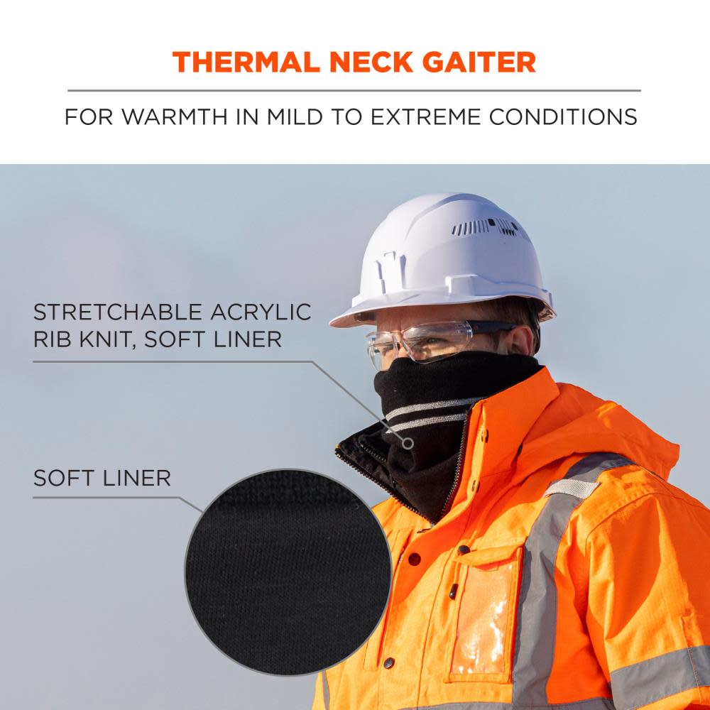 Ergodyne N-Ferno 6961 Black Reflective Winter Neck Gaiter - Flockneti
