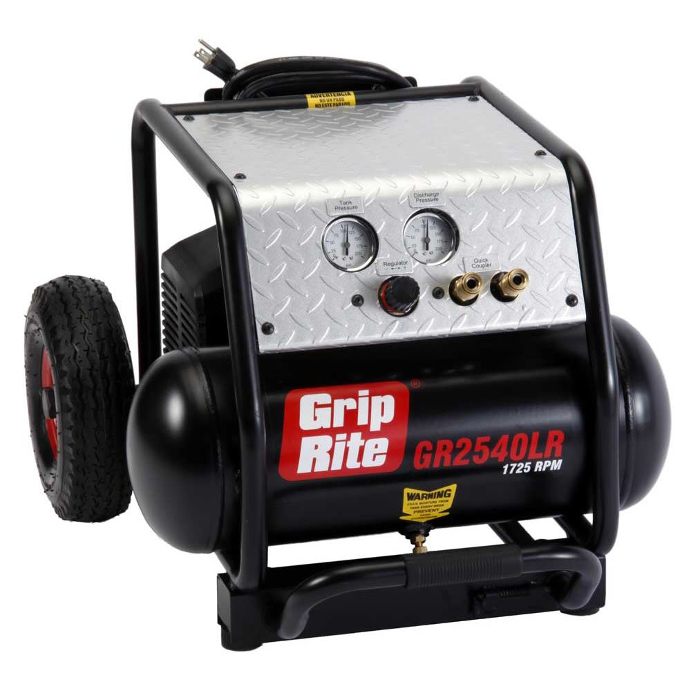 Grip Rite 12 AMP 2.5HP 4 Gallon 1725RPM Compressor with Wheels - Flockneti