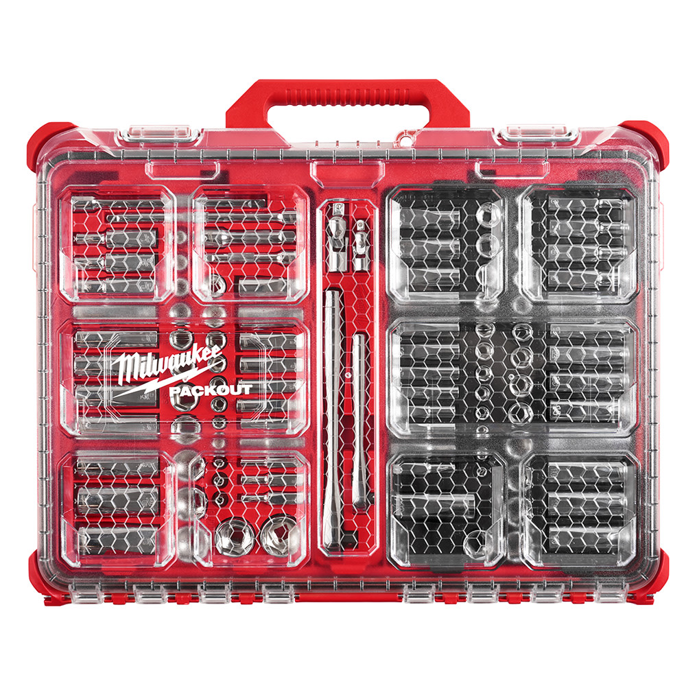 Milwaukee 1/4″ & 3/8 106pc Ratchet and Socket Set in PACKOUT – SAE & Metric - Flockneti