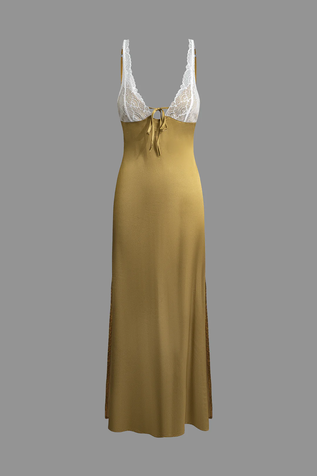 Lace Decor Hollow Out Side Slit Sleeveless Maxi Dress - Flockneti