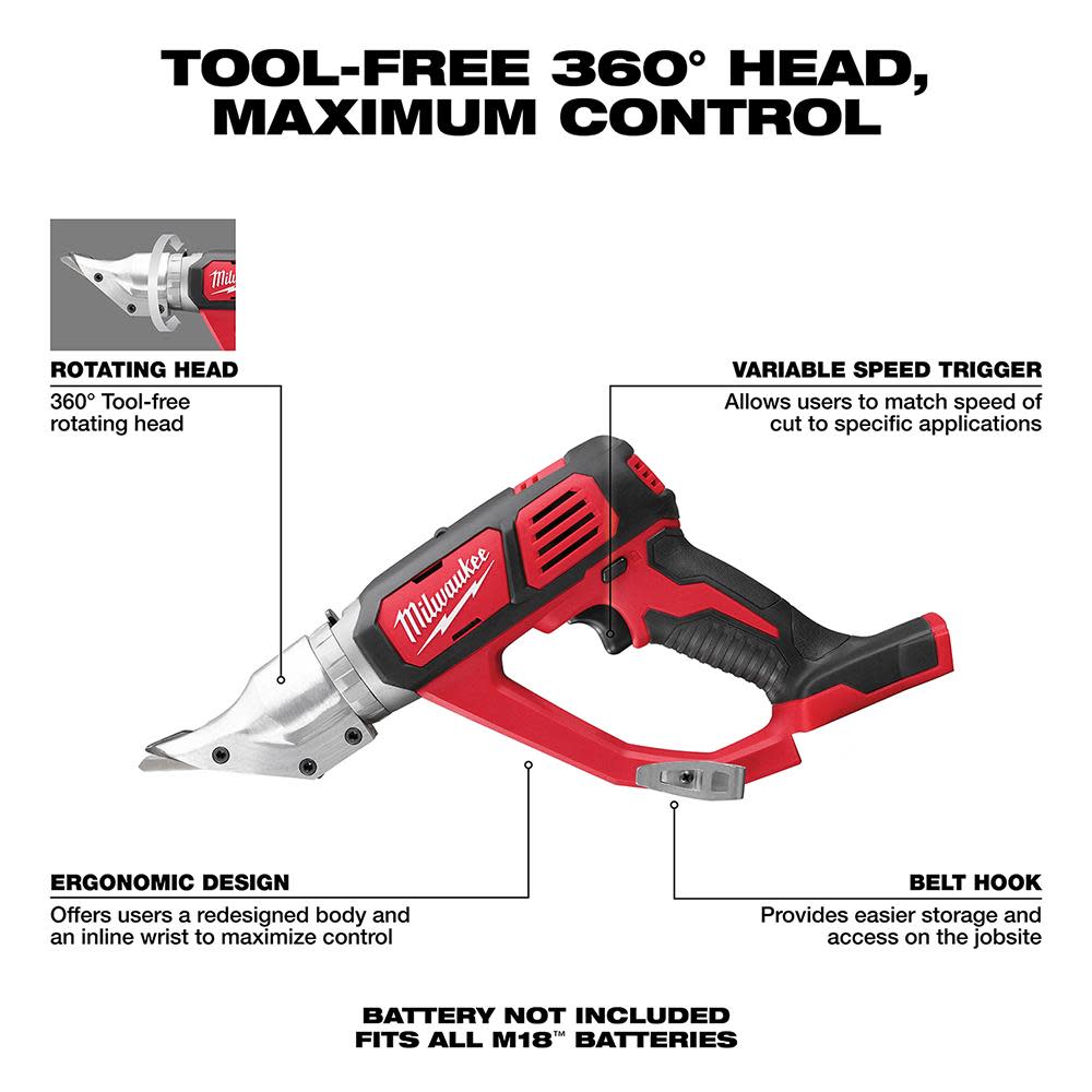 Milwaukee M18 Cordless 18 Gauge Double Cut Shear (Bare Tool) - Flockneti