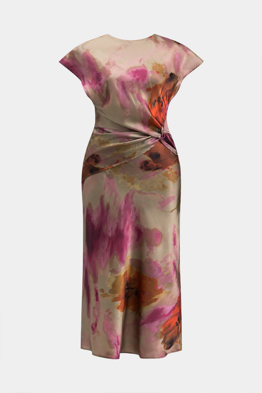 Plus Size Ombre Print Ruched Short Sleeve Midi Dress - Flockneti