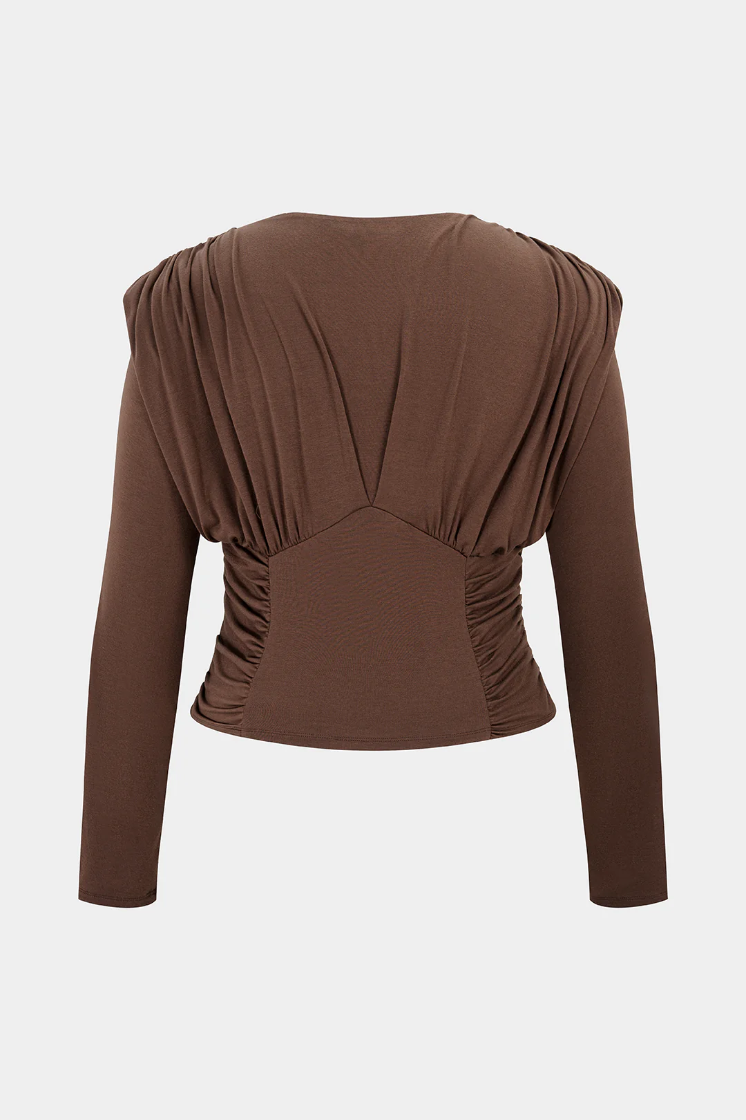 Plus Size Round Neck Ruched Long-Sleeve Top - Flockneti