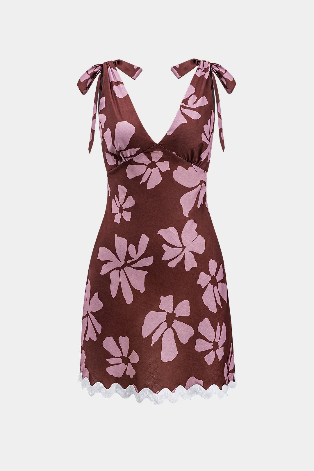 Floral Print V-Neck Tie-Up Sleeveless Mini Dress - Flockneti
